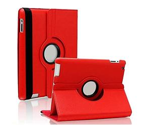 Phonillico® Coque Rotative 360° Rouge Compatible avec iPad 5e génération / 6e génération/Air 2 - Coque Housse Etui Protection Rotation 360 Degres Fonction Portrait Paysage