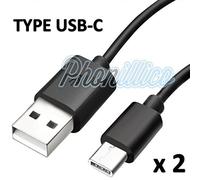 PHONILLICO® Lot 2 Cables USB-C Chargeur Noir pour Samsung Galaxy S8 - Cable Port USB Data Chargeur Synchronisation Transfert Donnees Mesure 1 Metre