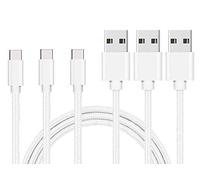 PHONILLICO Lot de 3 Cables Compatible avec Huawei MATE 20 / MATE 20 LITE/MATE 20 PRO/MATE 10 / MATE 10 PRO/MATE 9 / MATE 9 PRO - [Pack 3] Cable Chargeur USB-C Nylon Tressé Argent Blanc 1 Metre