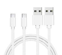 PHONILLICO Lots 2 Cables compatible avec Huawei Y7 2019/Y6 2019/Y5 2019/Y7 2018/Y6 2018/Y5 2018/Y6 PRO 2017/Y6 2017/Y5 2017 - [PACK 2] Cables Micro USB Nylon Tressé Argent Blanc 1 Metre