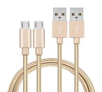 PHONILLICO Lots 2 Cables compatible avec Samsung Galaxy J6 2018/J6 Plus 2018/J7 2016/J7 2017/J5 2015/J5 2016/J5 2017/J3 2016/J3 2017/J1 - [PACK 2] Cables Micro USB Nylon Tressé Or 1 Metre
