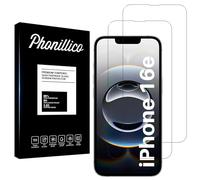 PHONILLICO Verre Trempé pour iPhone 16e [Pack de 2] Film Protection Ecran Resistant Vitre Protecteur Anti Rayure