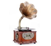 Phonographe gramophone vintage avec radio FM stéréo et lecteur USB pour décoration d'intérieur et divertissement musical