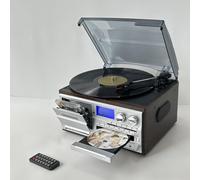 Phonographe Haut-Parleur Bluetooth avec Radio AM/FM, Lecteur de Platine Vinyle rétro 10 en 1, CD/Cassette, Gramophone Classique