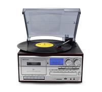 Phonographe Vintage multifonctionnel polyvalent, lecteur de disque vinyle réglable à 3 vitesses avec, Cassette CD, Radio FM/AM