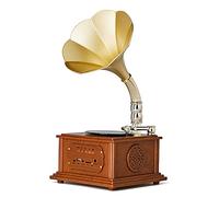 Phonographe vintage portable avec haut-parleurs stéréo intégrés - Profitez de disques vinyles, connectivité Bluetooth - Tourne-disque rétro pour une expérience musicale authentique
