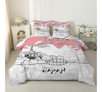 phonxia Couette 140x200 Imprimée Floral et Feuille Légère 4 Saisons 2 Personnes Douce Nature Réversible sans Housse et 2 Taies d'oreiller S1