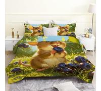 phonxia Couette 220x240 4 Saisons, Enfants Dessin animé sans Housse Réversible Légère Imprimée Tempérée pour Lit 2 Personnes Souris Myrtille - Edredon Duvet 240x220 avec 2 Taies d'oreiller 65x65 U147