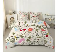 phonxia Couette 220x240 4 Saisons Fleur Rouge 240x220 Réversible Imprimée Légère Edredon sans Housse Feuilles Botanique Duvet 2 Personnes et 2 Taies d'oreiller 65x65 cm S5