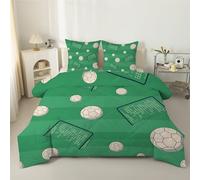 phonxia Couette 220x240 4 Saisons Thème Football 240x220 Imprimée pour Lit 2 Personnes Réversible sans Housse Vert Edredon avec 2 Taies d'oreiller S3