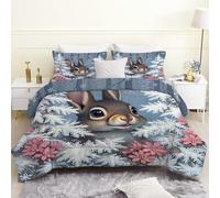 phonxia Couette 260x240 cm Enfants Dessin animé sans Housse Imprimée Tempérée 4 Saisons pour Lit 2 Personnes Réversible Légère, Lapin Noël - Edredon Duvet 240x260 avec 2 Taies d'oreiller 65x65 U141