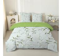 phonxia Couette 90x190 Enfant, Bambou Vert Couette Legere, Feuilles Couette Tempérée 4 Saisons - Couette Imprimée 1 Personne, Couette sans Houss et 2 Taies d'oreiller 65x65 cm S53