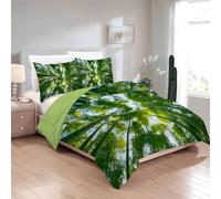 phonxia Couette 90x190 Enfant, Forêt Verte émeraude - Couette Imprimée Tempérée 4 Saisons Réversible Légère, sans Housse Motif végétal - Edredon Duvet 1 Personne avec 2 Taies d'oreiller C143