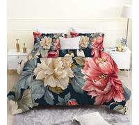 phonxia Couette 90x190 Enfant Motifs Floraux Vintage Luxueux Imprimée Tempérée 4 Saisons Réversible sans Housse Multicolore - Edredon Légère Duvet 1 Personne avec 2 Taies d'oreiller S19