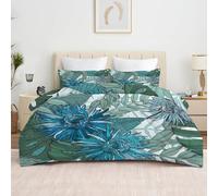 phonxia Couette Imprimée 140x200 Fleurs Vert Menthe - Couette 4 Saisons Réversible Imprimée Légère, sans Housse Plantes De La Jungle - Édredon Douce et 2 Taies d'oreiller 65x65 cm N67