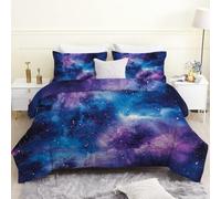 phonxia Couette Imprimée 200x200 Cosmos éToilé - Couette 4 Saisons sans Housse Bleu Et Violet Unisexe pour Lit 2 Personnes en Microfibre Réversible Ultra Douce Lavable en Machine V3