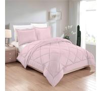 phonxia Couette Imprimée Rose 200x200 cm pour 2 Personnes 4 Saisons, Légère et Chaude, Couleur Unie Moderne Edredon Légère Réversible 2 Taies d'oreiller, Lavable en Machine C209