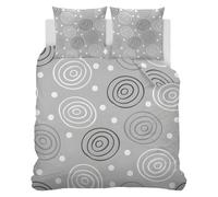 phonxia Housse de Couette 160x200 GéOméTrie Grise Ensemble De Literie Rond Réversible Parure de lit Microfibre avec Fermeture Éclair avec 2 Taie d'oreiller 65x65 cm DY62