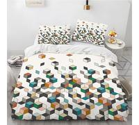 phonxia Housse de Couette 220x240 Grille De Couleurs Housse Couette 2 Personnes Microfibre avec Fermeture Éclair 1 Ultra Doux Parures de Lit avec 2 Taie d'oreiller 65x65 cm