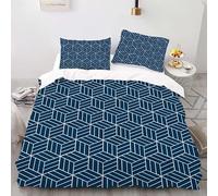 phonxia Housse de Couette 240 x 260 Grille Bleue Parure de Lit 2 Personnes Microfibre avec Fermeture Éclair 1 Ultra Doux Ensemble De Literie avec 2 Taie d'oreiller 65x65 cm