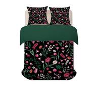 phonxia Housse de Couette 260x240 cm Fleurs Hippies Parure de Lit 240 x 260 Adulte en Microfibre pour Jeunes Garçons Filles Fleurs Vert foncé Ensemble de Literie avec Fermeture Éclair H-55