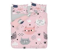 phonxia Housse de Couette 90X190 cm Enfant 3D - Chat Parure de Lit 1 Personne avec Fermeture Éclair - Parure de Lit 90x190 avec 2 Taies d'oreiller 65x65 cm pour Enfant, Microfibre