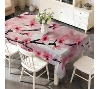 phonxia Motif Fleurs De Pêcher Nappe Rectangulaire 140x200 cm, Aquarelle Protection Lavable pour Table, Printemps Eté Printemps Art Imprimée Linge de Table Décoration pour Cuisine Jardin Fête QW33