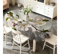 phonxia Nappe D’été Lavable Branche De Cerisier - Motif Fleurs - Nappes de Naturel Élégant Imperméables Anti Tache Infroissables - pour Fête Dîner de Famille Décoration de Table 140x180 cm Ovale AF52
