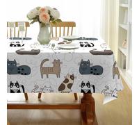 phonxia Nappe D’été Lavable Chats - Motif Rayures - Nappes de Dessiné Enfantin Imperméables Anti Tache Infroissables - pour Fête Dîner de Famille Décoration de Table 70x55 cm Rectangulaire AF17