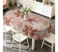 phonxia Nappe D’été Lavable Fleurs - Motif Rose - Nappes de Romantique Épuré Imperméables Anti Tache Infroissables - pour Fête Dîner de Famille Décoration de Table 140x180 cm Ovale AF92