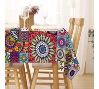 phonxia Nappe D’été Lavable Patchwork - Motif Mandalas - Nappes de EthniqueTribal Imperméables Anti Tache Infroissables - pour Fête Dîner de Famille Décoration de Table 70x55 cm Rectangulaire AQ40