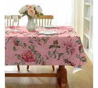 phonxia Nappe D’été Lavable Roses - Motif Baroque - Nappes de Élégant Nature Imperméables Anti Tache Infroissables - pour Fête Dîner de Famille Décoration de Table 135x160 cm Rectangulaire QW3