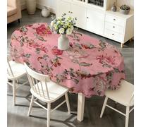 phonxia Nappe D’été Lavable Roses - Motif Baroque - Nappes de Élégant Nature Imperméables Anti Tache Infroissables - pour Fête Dîner de Famille Décoration de Table 150x300 cm Ovale QW3