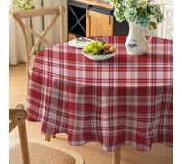 phonxia Nappe de Écossais Classique Imperméables Anti Tache Infroissables, Nappe Bohème Rustique D'intérieur et D'extérieur de 140cm Ronde pour Les Fêtes, Les Pique-niques et D'usage Quotidien QW31