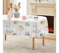 phonxia Nappe Ovale Blanc 180x240 cm, Lapin de Pâques Poussin Œuf à l'Aquarelle,Nappe Anti Tache Impermeable, pour Mariage, Décoration de Table, Jardin, Fête, Anniversaire, Conférences, Foires A197
