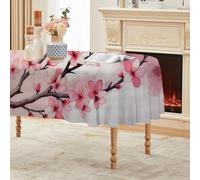 phonxia Nappe Ovale Fleurs De Pêcher 152x213cm, Motif Aquarelle, Nappe de Vacances/Saisonnière, Table Nappe Printemps Art Anti Tache Impermeable, pour Fête Dîner de Famille Décoration de Table QW33