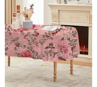 phonxia Nappe Ovale Roses 152x213cm, Motif Baroque, Nappe de Vacances/Saisonnière, Table Nappe Élégant Nature Anti Tache Impermeable, pour Fête Dîner de Famille Décoration de Table QW3