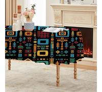 phonxia Nappe Ovale Tribal 160x200cm, Motif Africain, Nappe de Vacances/Saisonnière, Table Nappe Éthnique Traditionnel Anti Tache Impermeable, pour Fête Dîner de Famille Décoration de Table QW43