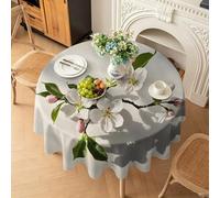 phonxia Nappe Ronde Anti Tache Branche De Cerisier Fleurs Nappe de Table, Printemps Naturel Élégant Lavable Imperméable Polyester pour Cadeau Salle à Manger Jardin fête Mariage ou Maisonr 160 cm AF52
