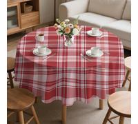 phonxia Nappe Ronde Anti Tache Écossais Classique Nappe de Table, Printemps Bohème Rustique Lavable Imperméable Polyester pour Cadeau Salle à Manger Jardin fête Mariage ou Maisonr 120 cm QW31
