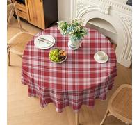 phonxia Nappe Ronde Anti Tache Écossais Classique Nappe de Table, Printemps Bohème Rustique Lavable Imperméable Polyester pour Cadeau Salle à Manger Jardin fête Mariage ou Maisonr 160 cm QW31