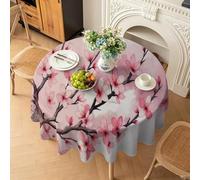 phonxia Nappe Ronde Anti Tache Fleurs De Pêcher Aquarelle Nappe de Table, Printemps Printemps Art Lavable Imperméable Polyester pour Cadeau Salle à Manger Jardin fête Mariage ou Maisonr 160 cm QW33