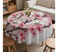 phonxia Nappe Ronde Anti Tache Fleurs De Pêcher Aquarelle Nappe de Table, Printemps Printemps Art Lavable Imperméable Polyester pour Cadeau Salle à Manger Jardin fête Mariage ou Maisonr 120 cm QW33