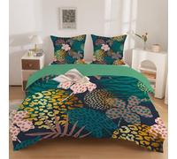 phonxia Parure de Lit 140x200 Fleurs Modernes Housse de Couette 1 Personne Microfibre avec Fermeture Éclair - 1 Housses De Couettes Motifs MéDiéVaux avec 2 Taie d'oreiller D22