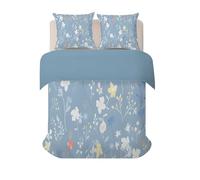 phonxia Set de Housse de Couette 260x240 cm Petites Fleurs colorées Parure de lit Réversible Plantes Bleu Clair Ensemble de Linge de Lit en Microfibre avec Fermeture Éclair pour Adulte et Enfant H-23