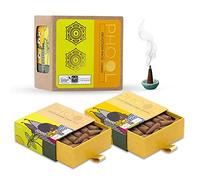 PHOOL LUXURY INCENSE Lot de 80 cônes d'encens - 2 parfums : Tulsi et jasmin - Vert