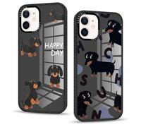 Phoona 2 Pièces Coque pour iPhone 12 Mini 5,4'', Étui Souple TPU Aesthetic Chien Motif Dessin Durable Fine Transparente Silicone Housse de Antichoc Anti-Rayures Cover pour Fille, 01