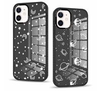 Phoona 2 Pièces Coque pour iPhone 12 Mini 5,4'', Étui Souple TPU Aesthetic Étoile Lune Motif Dessin Durable Fine Transparente Silicone Housse de Antichoc Anti-Rayures Cover pour Fille