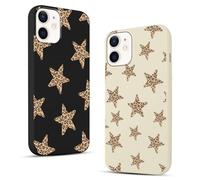 Phoona 2 Pièces Coque pour iPhone 12 Mini 5,4'', Étui Souple TPU Aesthetic Motif Dessin Durable Fine Silicone Housse de Antichoc Anti-Rayures Camera Protection Cover pour Fille, Léopard