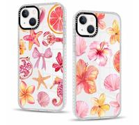 Phoona 2 Pièces Coque pour iPhone 13 Mini 5,4'', Étui Souple TPU Aesthetic Arc Fleur Motif Dessin Durable Fine Transparente Silicone Housse de Antichoc Anti-Rayures Cover pour Fille, 02
